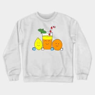 Cute Kawaii Lemonade team Lemon and orange fruit Crewneck Sweatshirt